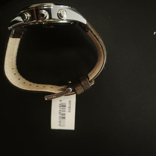 DKNY Chronograph Watch NY1510 with Brown Sunburst Dial and Leather Strap