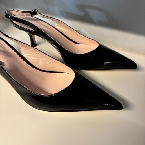 Luca Valentini Slingback shoes new, size 38, black patent leather