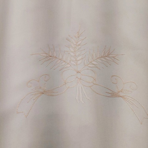 White curtain with beige border and embroidery like new