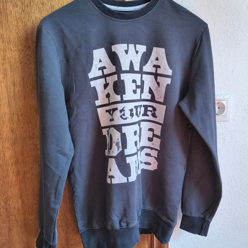 Long-sleeve thin shirt, size S, grey and blue