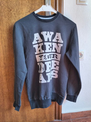 Long-sleeve thin shirt, size S, grey and blue