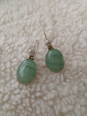 Silver 925 earrings with green quartz like new