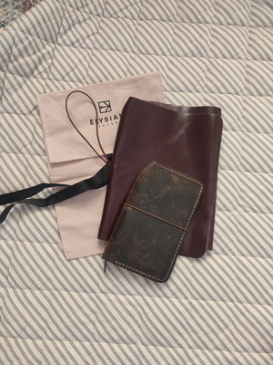 Leather journal A5 trifold and pocket cover, like new
