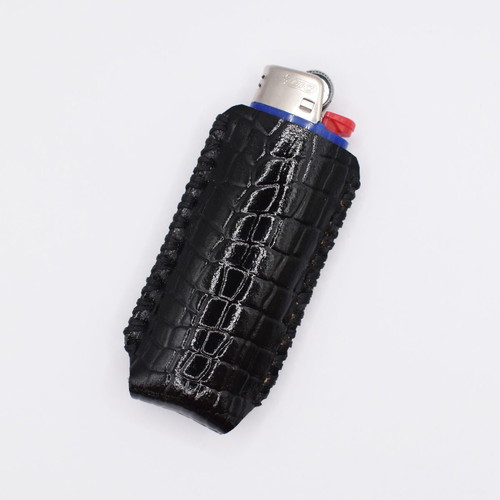 Black leather lighter case new