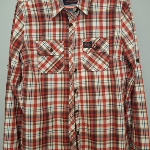 Superdry plaid shirt medium used, red white blue