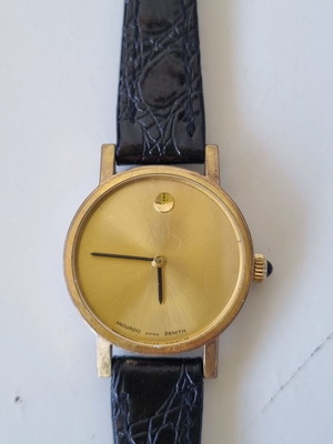 Movado Zenith Museum vintage ρολόι χειρός μεταχειρισμένο, χρυσό και μαύρο
