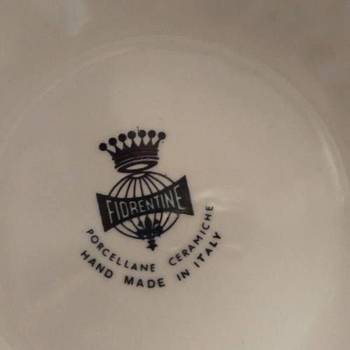 Handmade Italian fondantière used, ceramic porcelain
