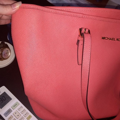 Michael Kors tote bag used, salmon pink shoulder bag