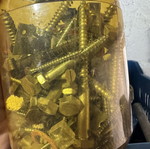 Plastic container with various screws