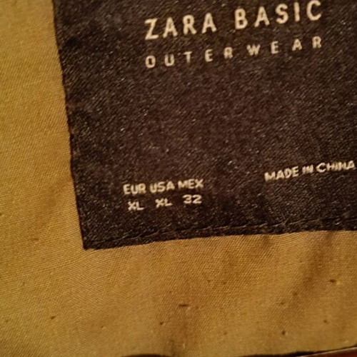 Zara khaki medium length parka used with embroidery and zipper XL