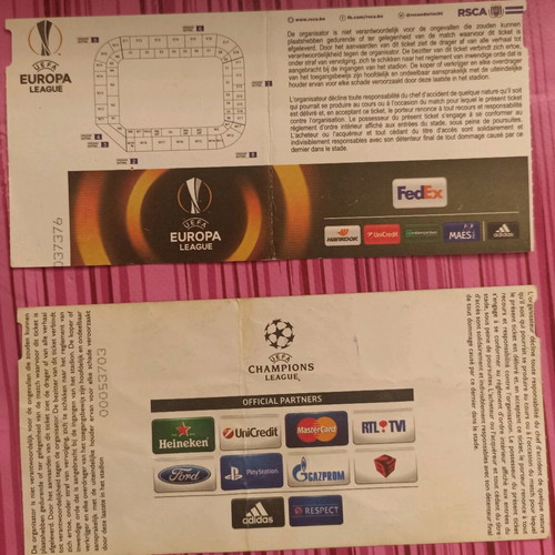 RSC Anderlecht - Olympiacos 2013/14 & 2015/16 away tickets used
