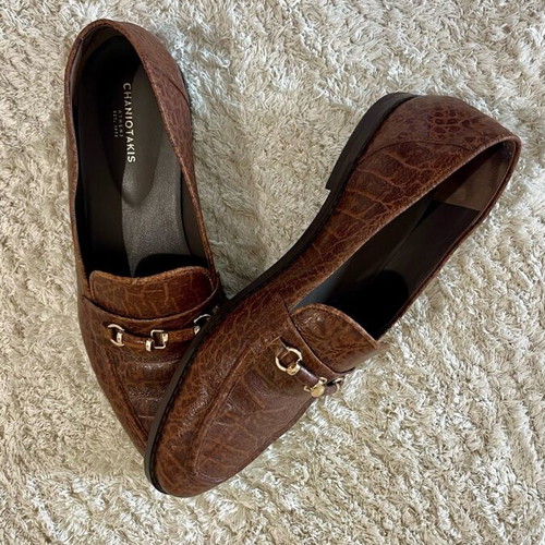 Chaniotakis Croco Leather Loafers size 41 like new, brown