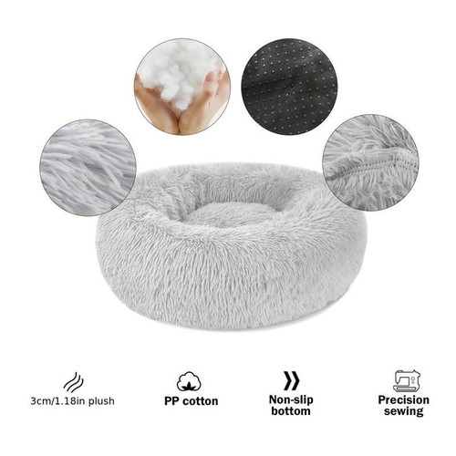 Round furry dog or cat bed new