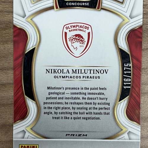 2025-26 Panini Select Euroleague Basketball Nikola Milutinov card like new