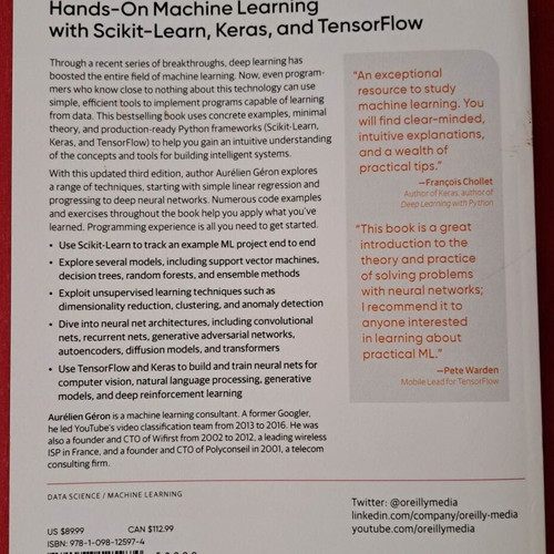 Hands-On Machine Learning with Scikit-Learn, Keras & TensorFlow book like new