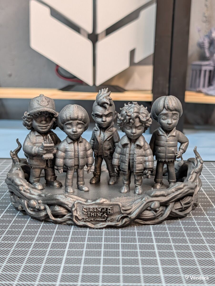 Stranger Things 3D εκτυπωμένες φιγούρες διόραμα, μεταλλικό γκρι