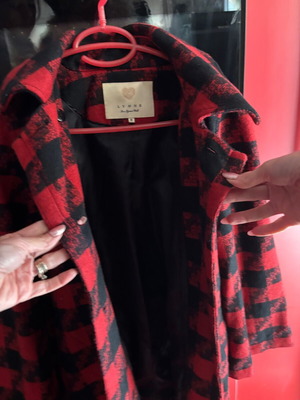 Lynne coat new, black and red, size M