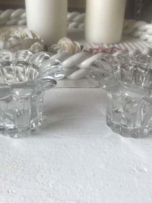 Queen glass vintage candlesticks, set of 5, Vetreria di Borgonovo Italy
