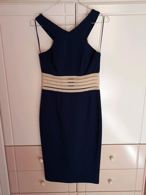 Slim midi dress like new with waist transparency, Love Me Apparel, beige and blue, size S