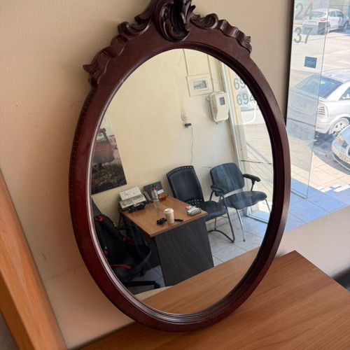 Classic wooden console like new with mirror and marble surface