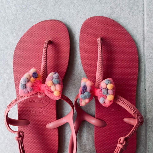 Havaianas flip flops like new, pink multicolor, sizes 35-36