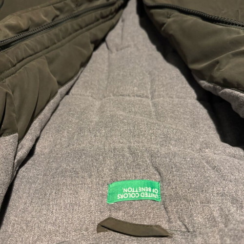 Benetton parka warm long jacket like new, green for 2 years old