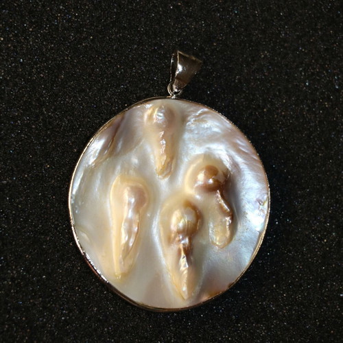 Rare mother of pearl shell pendant with 925 silver Nature Ocean SBTS038B new