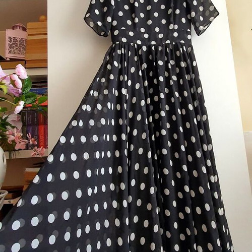 Polka Dot Long Dress new, size S, black