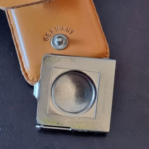 Vintage German folding loupe jeweler magnifying glass with case like new