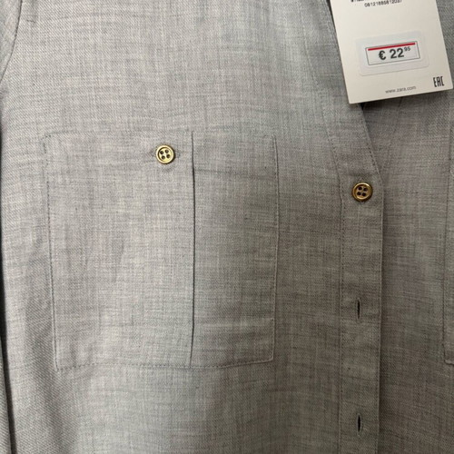 Zara Πουκάμισο Γυναικείο Γκρι Με Χρυσά Κουμπάκια Καινούργιο