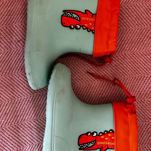 Girls' rain boots used with dinosaurs size 29 turquoise