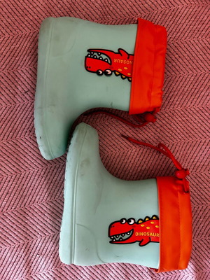 Girls' rain boots used with dinosaurs size 29 turquoise