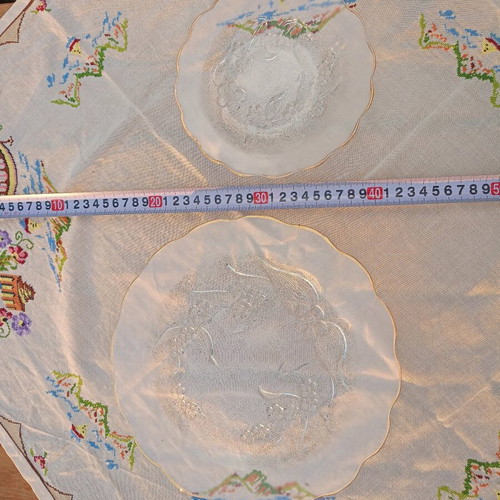 Glass dessert plates new, set of 7 crystal clear pieces