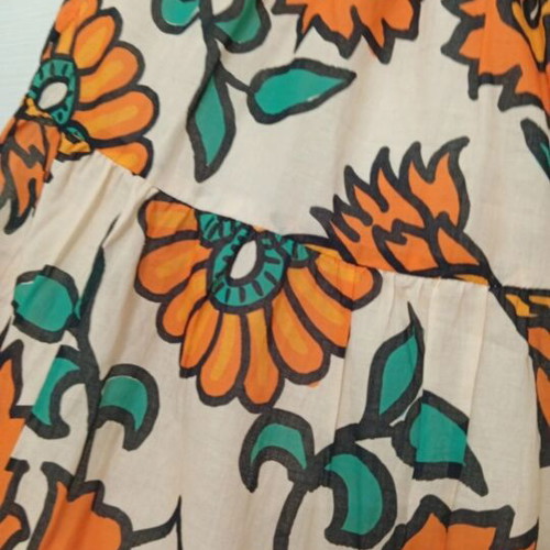 Karavan set with skirt and plain bodysuit, colorful orange