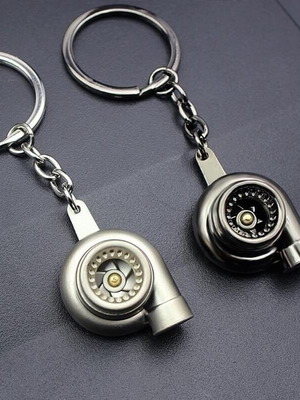 Turbo keychain new, metal, gray