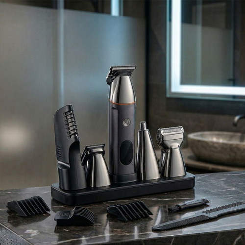 Professional 5-in-1 Grooming Kit with Trimmer and Shaver Attachments