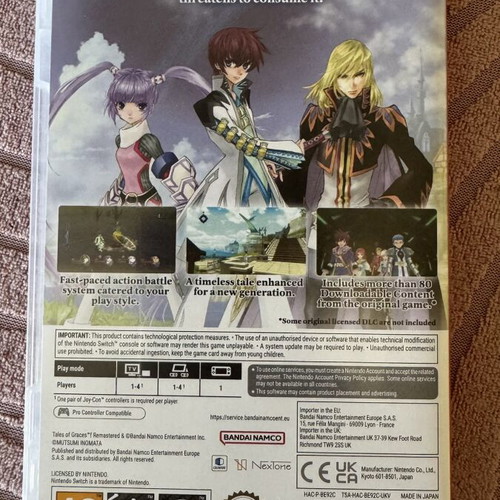 Tales of Graces f Nintendo Switch game like new