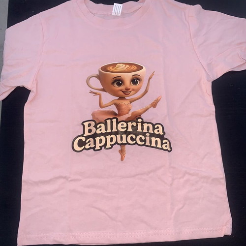Brainrot Ballerina Cappuccina children's t-shirt new, size 140cm, pink