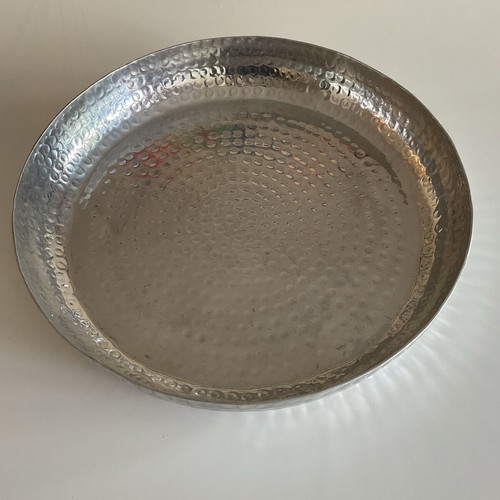 Silver Metal Hammered Tray 35cm New