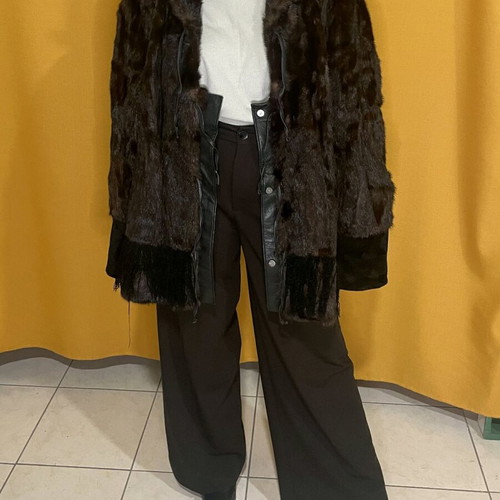 Mink fur coat like new, black, size L