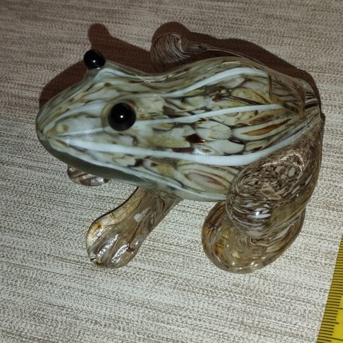 Handmade glass frog vintage miniature