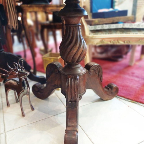 Wooden side table like new with carved tripod base
