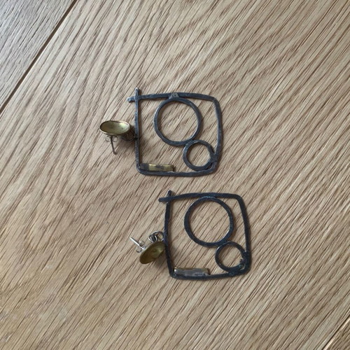 Handmade silver earrings new, black and silver