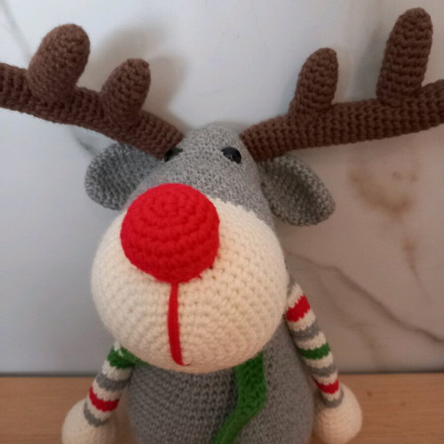 Handmade knitted reindeer doll new 45cm, cotton yarn