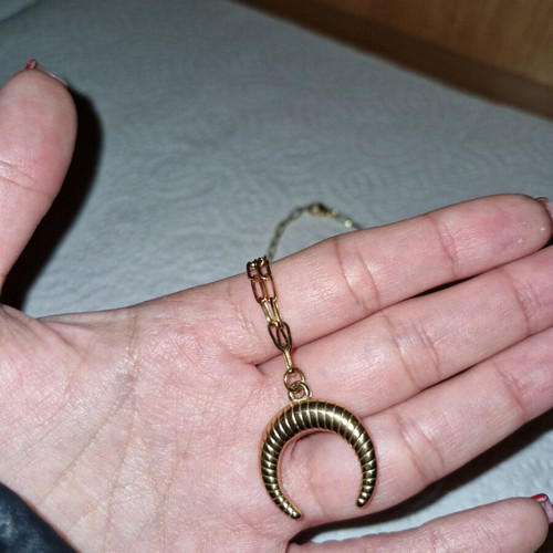 Steel necklace gold crescent moon like new