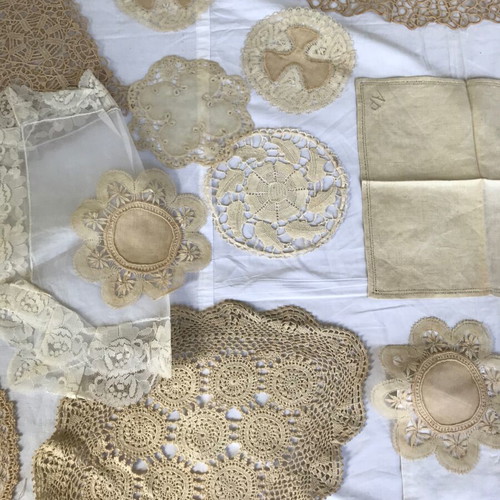 Set of handmade embroidery used, antique