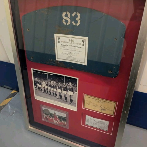 Collectible 1966 World Cup Winner Frame with Authentic Wembley Seat and Autographs, New