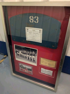 Collectible 1966 World Cup Winner Frame with Authentic Wembley Seat and Autographs, New