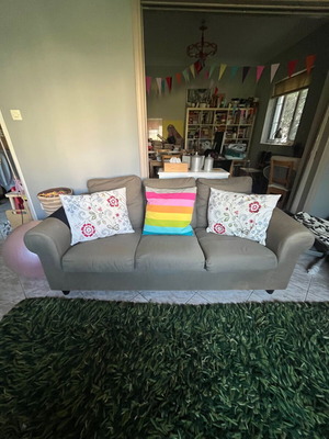 IKEA Fothult vintage three-seater sofa used, khaki