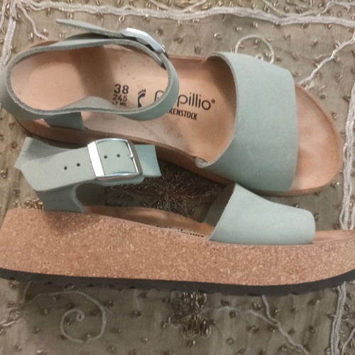Birkenstock Pappilio Glenda leather anatomical sandals new, turquoise
